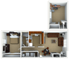 1 Bed - 1 Bath, 948 sq. ft. 1 Bedroom Penthouse Floor Plan